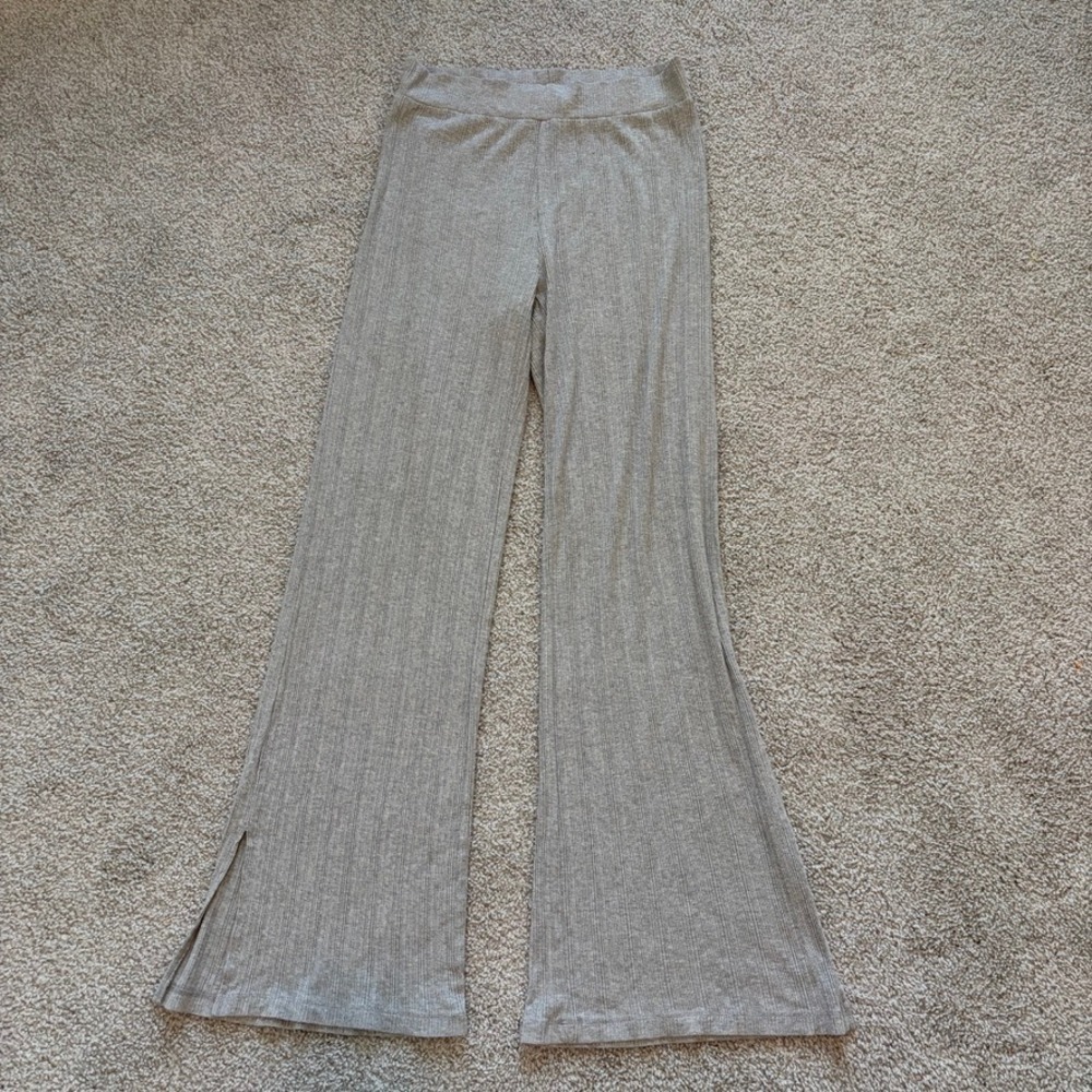 Love by Gap Ribbed Lounge Pants Womens S Gray Wide Leg Relaxed Casual Pajama